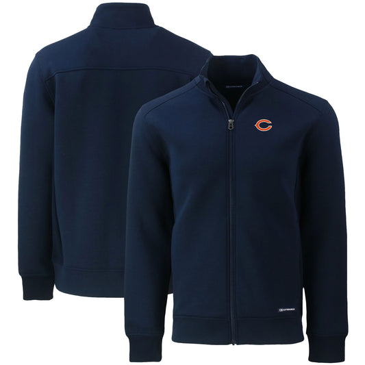 Men's Cutter & Buck Navy Chicago Bears  Roam Eco Recycled Full-Zip Jacket