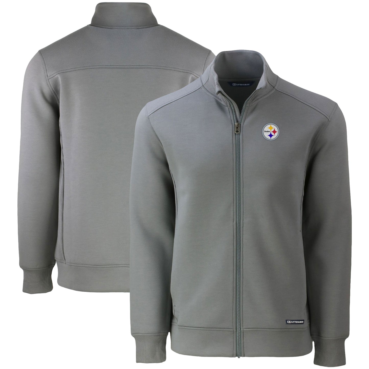 Men's Cutter & Buck Gray Pittsburgh Steelers  Roam Eco Recycled Full-Zip Jacket