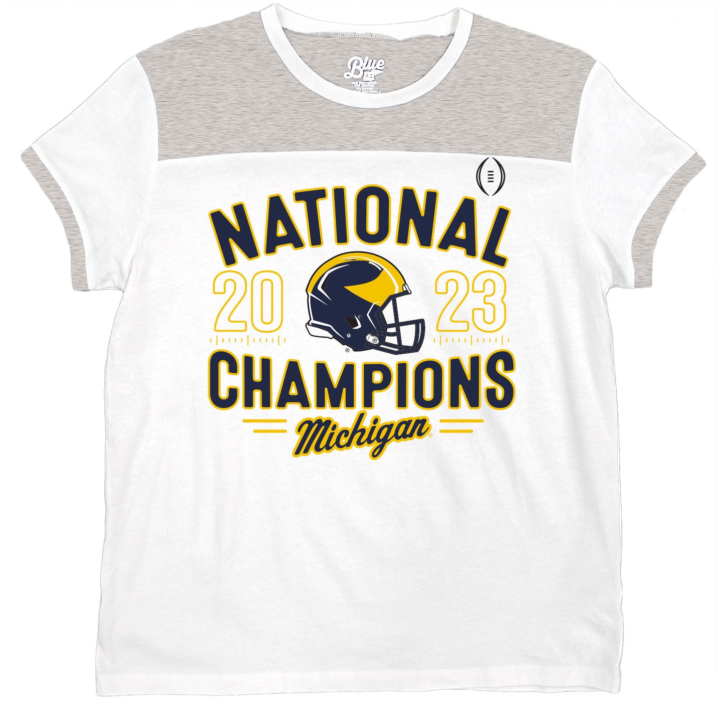 Women's Blue 84  White Michigan Wolverines College Football Playoff 2023 National Champions Colorblock T-Shirt