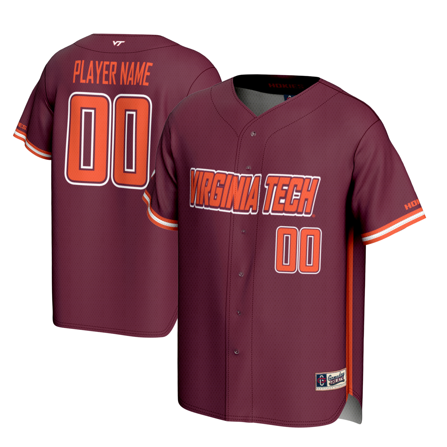 Men's GameDay Greats Maroon Virginia Tech Hokies NIL Pick-A-Player Lightweight Baseball Jersey