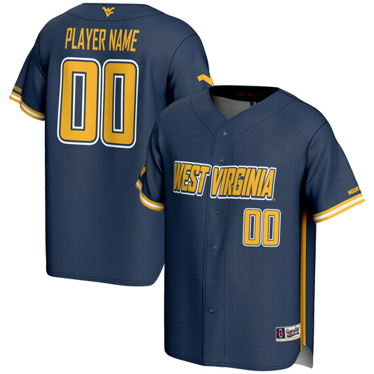 Men's GameDay Greats Navy West Virginia Mountaineers NIL Pick-A-Player Lightweight Baseball Jersey