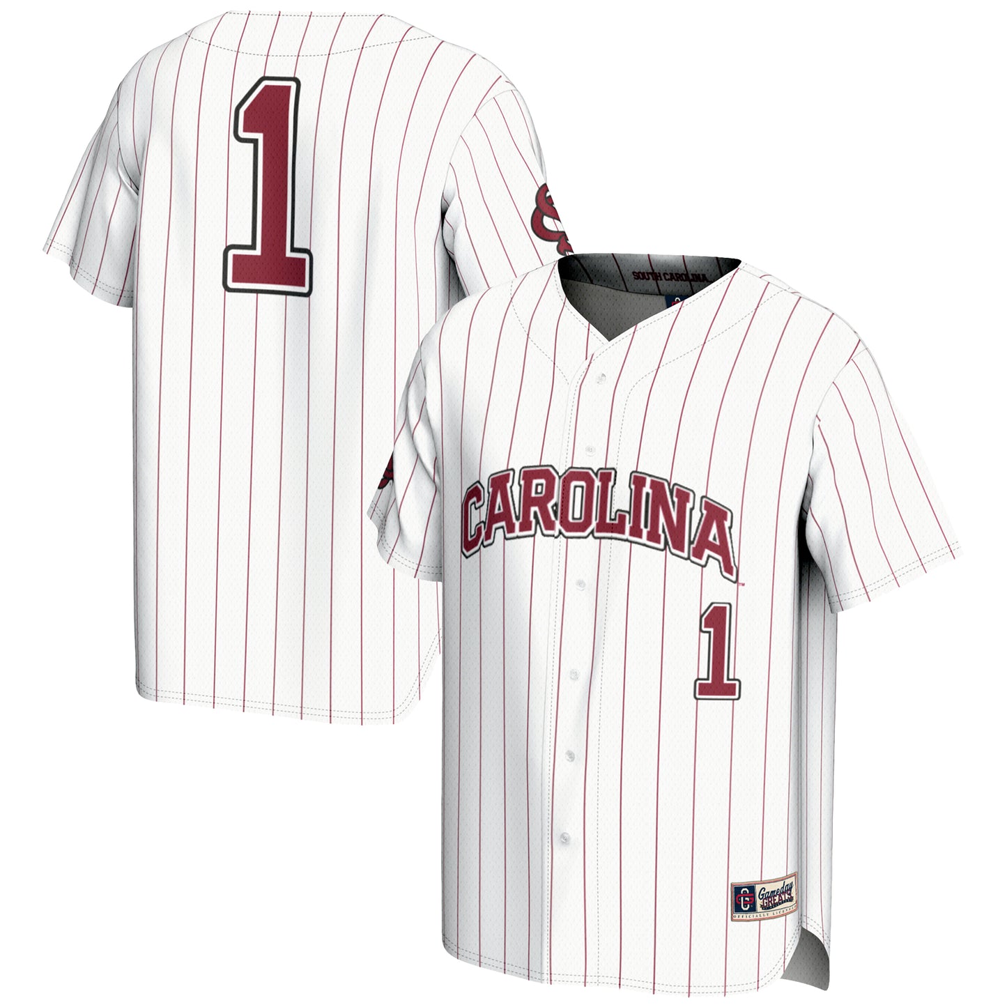 Men's GameDay Greats #1 White South Carolina Gamecocks Lightweight Baseball Fashion Jersey