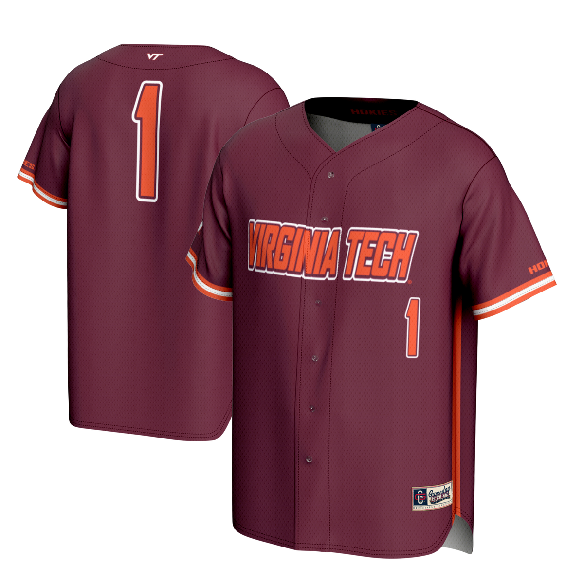 Youth GameDay Greats #1 Maroon Virginia Tech Hokies Lightweight Baseball Fashion Jersey