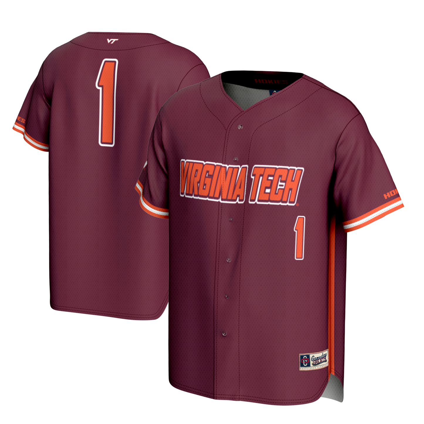 Youth GameDay Greats #1 Maroon Virginia Tech Hokies Lightweight Baseball Fashion Jersey