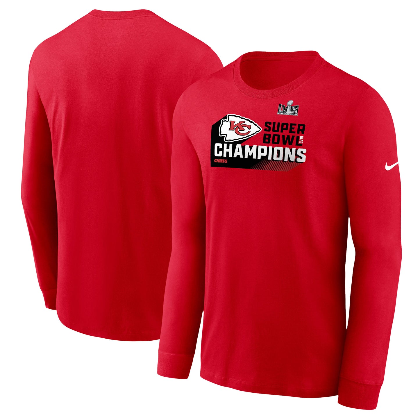 Men's Nike Red Kansas City Chiefs Super Bowl LVIII Champions Iconic Long Sleeve T-Shirt