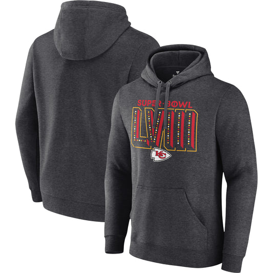 Men's Fanatics  Heather Charcoal Kansas City Chiefs Super Bowl LVIII Local Pullover Hoodie