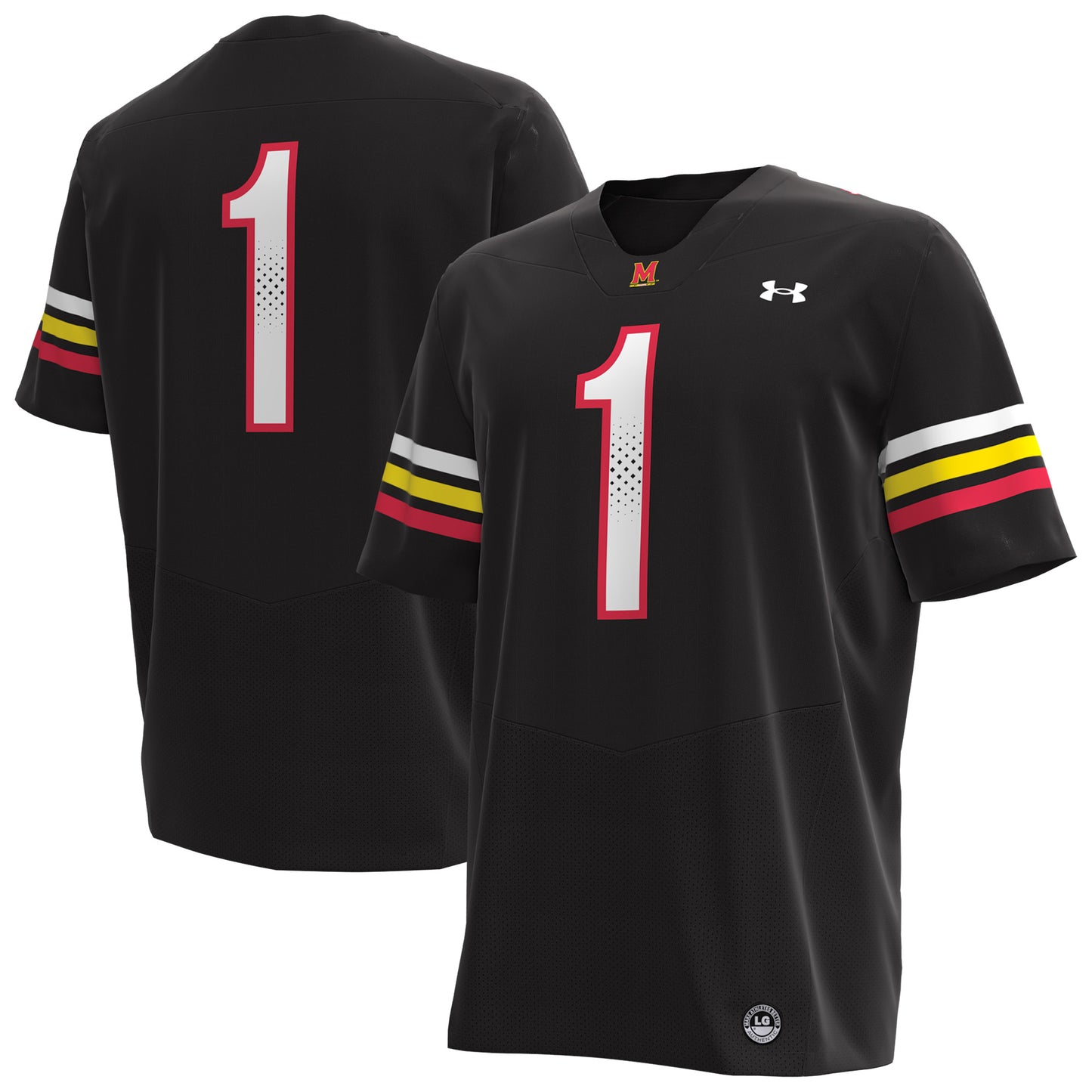 Men's Under Armour #1 Black Maryland Terrapins Replica Football Jersey