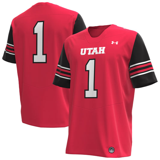 Men's Under Armour #1 Red Utah Utes Replica Football Jersey