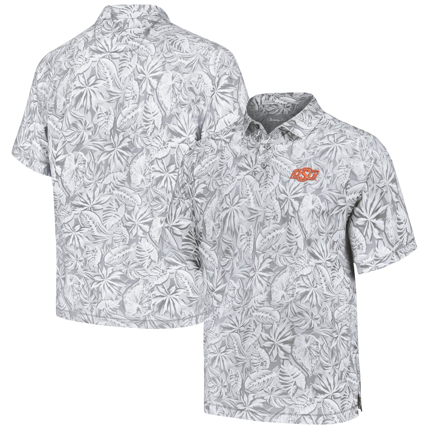 Men's Tommy Bahama Gray Oklahoma State Cowboys Tropical Score IslandZone Polo