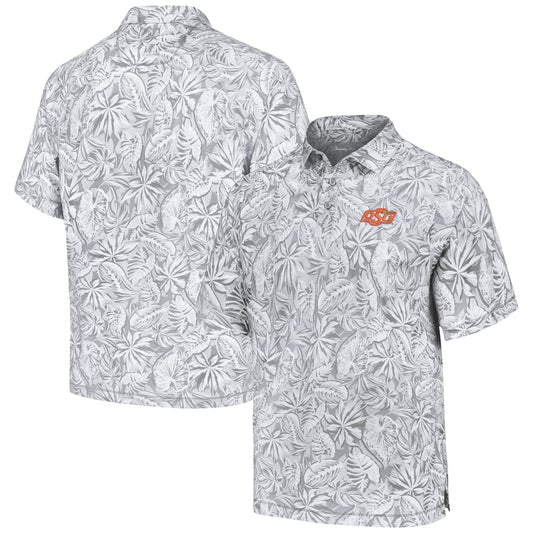 Men's Tommy Bahama Gray Oklahoma State Cowboys Tropical Score IslandZone Polo