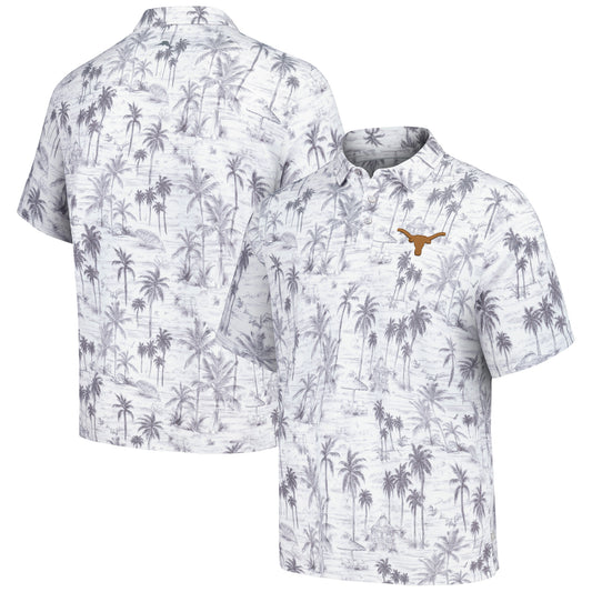 Men's Tommy Bahama Gray Texas Longhorns Sport Cabana Shores IslandZone Tri-Blend Polo