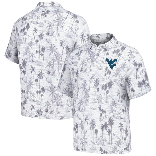 Men's Tommy Bahama Gray West Virginia Mountaineers Sport Cabana Shores IslandZone Tri-Blend Polo