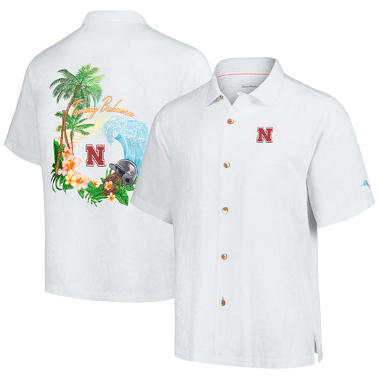 Men's Tommy Bahama White Nebraska Huskers Castaway Game Camp Button-Up Shirt