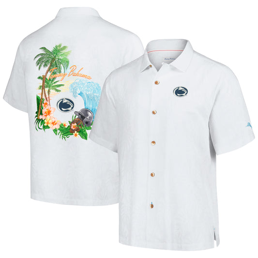 Men's Tommy Bahama White Penn State Nittany Lions Castaway Game Camp Button-Up Shirt