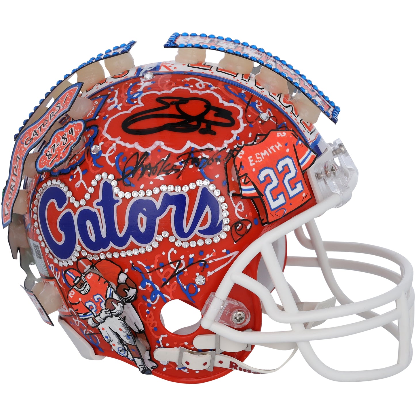 Emmitt Smith Florida Gators Autographed Riddell VSR4 Mini Helmet - Art by Charles Fazzino - GL68085455