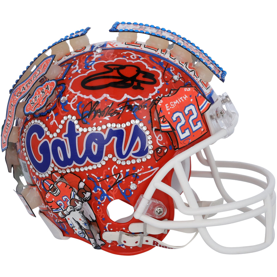 Emmitt Smith Florida Gators Autographed Riddell VSR4 Mini Helmet - Art by Charles Fazzino - GL68085455
