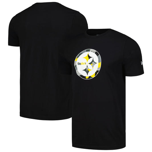 Men's New Era Black Pittsburgh Steelers Camo Logo T-Shirt