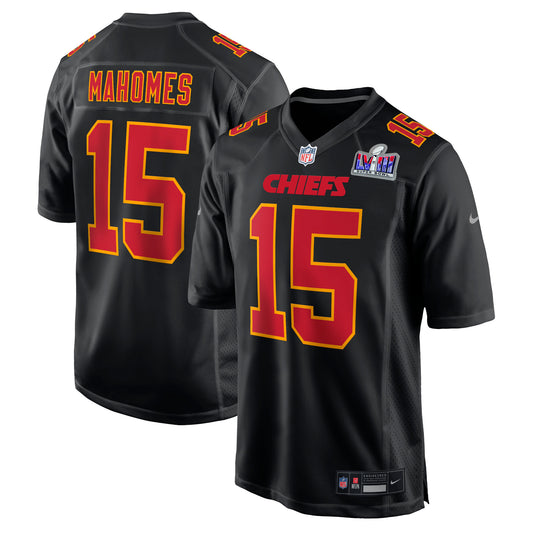 Men's Nike Patrick Mahomes Black Kansas City Chiefs Super Bowl LVIII Carbon Fashion Game Player Jersey