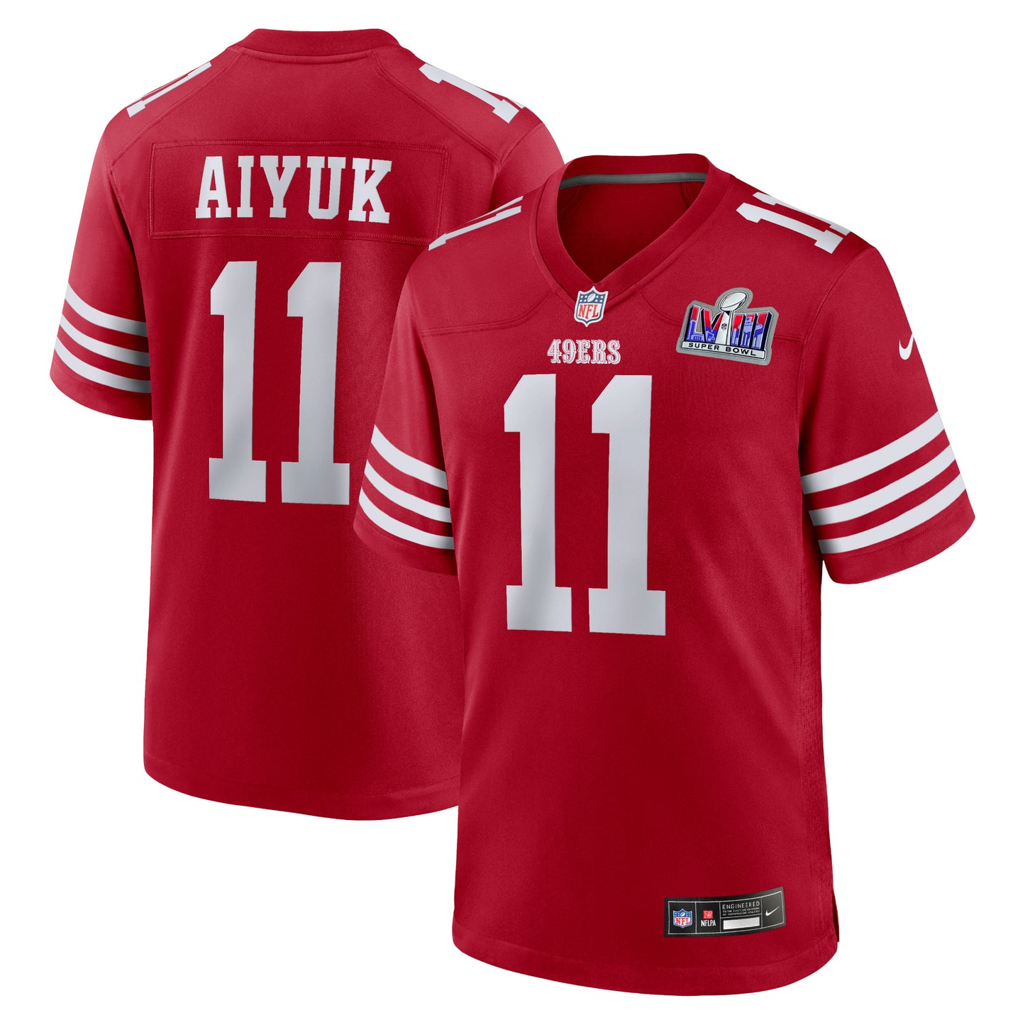 Men's Nike Brandon Aiyuk Scarlet San Francisco 49ers Super Bowl LVIII Game Jersey
