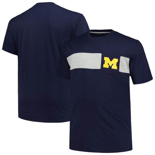 Men's Profile Navy Michigan Wolverines Big & Tall Color Stripe T-Shirt