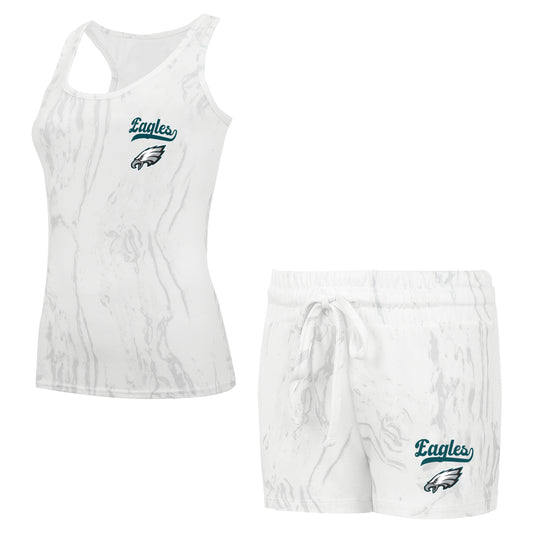 Women's Concepts Sport White Philadelphia Eagles Plus Size Quartz Tank Top & Shorts Set