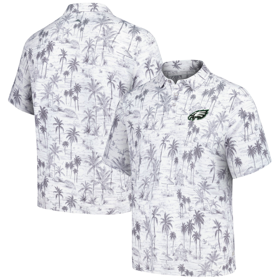 Men's Tommy Bahama Gray Philadelphia Eagles Cabana Shores IslandZone Tri-Blend Polo