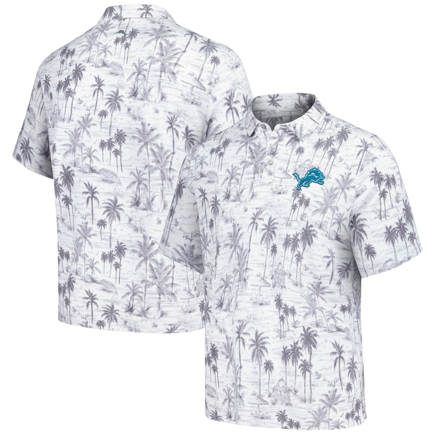 Men's Tommy Bahama Gray Detroit Lions Cabana Shores IslandZone Tri-Blend Polo