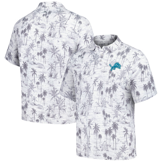 Men's Tommy Bahama Gray Detroit Lions Cabana Shores IslandZone Tri-Blend Polo