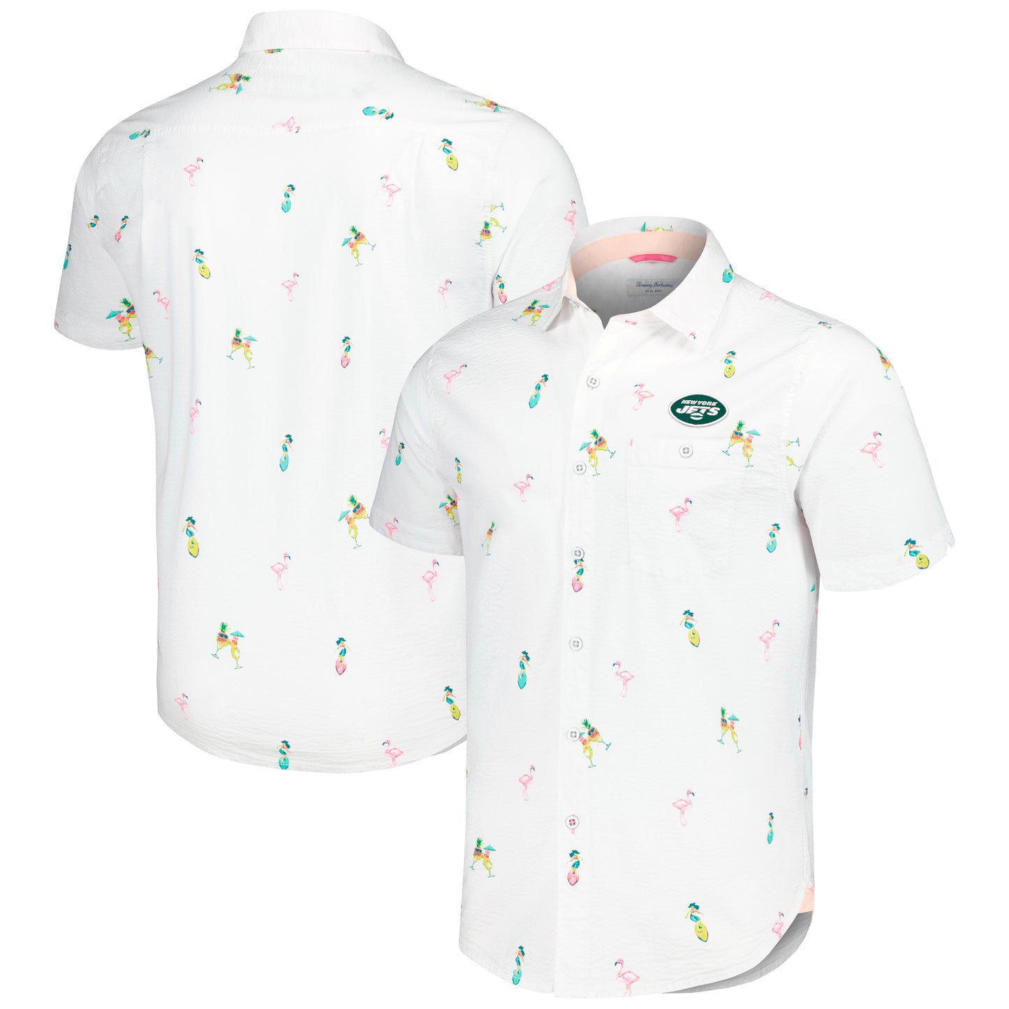 Men's Tommy Bahama White New York Jets Nova Wave Flocktail Button-Up Shirt