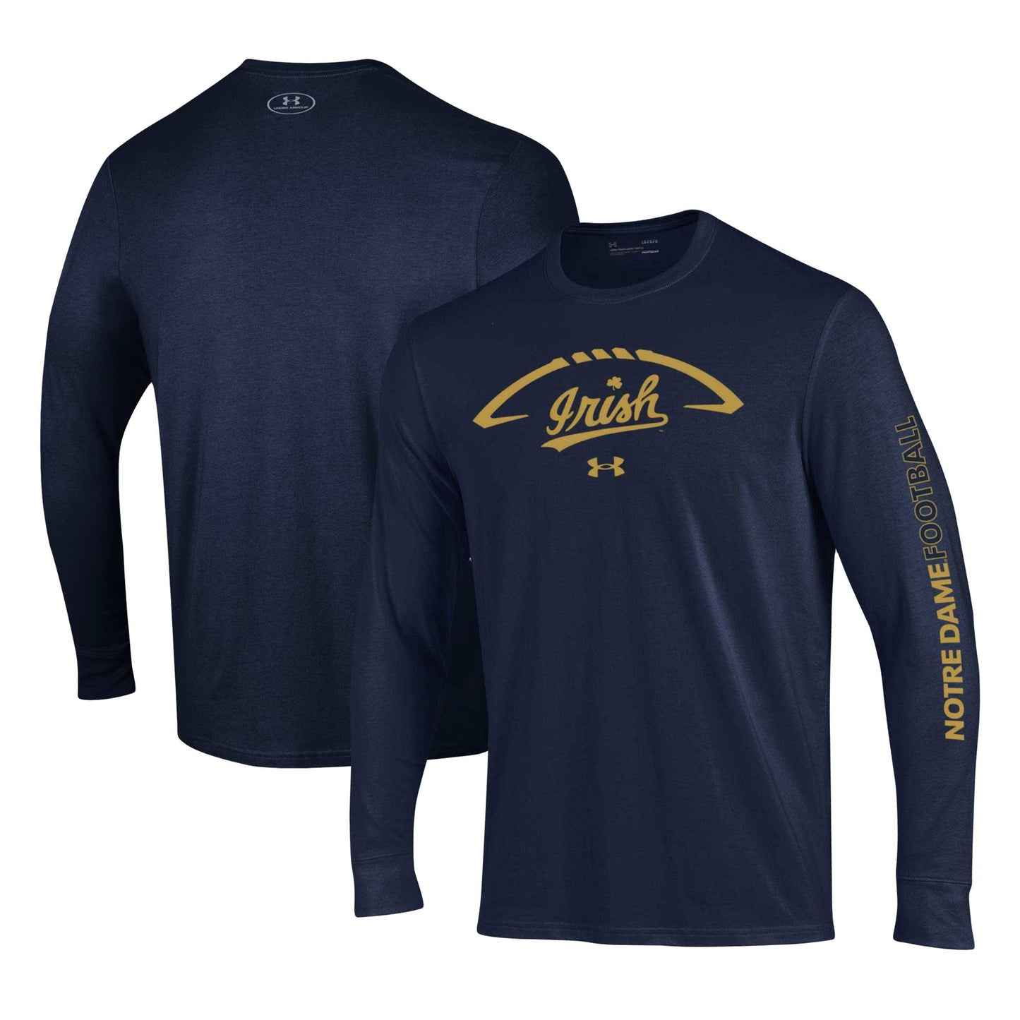 Men's Under Armour Navy Notre Dame Fighting Irish Football Icon Performance Long Sleeve T-Shirt