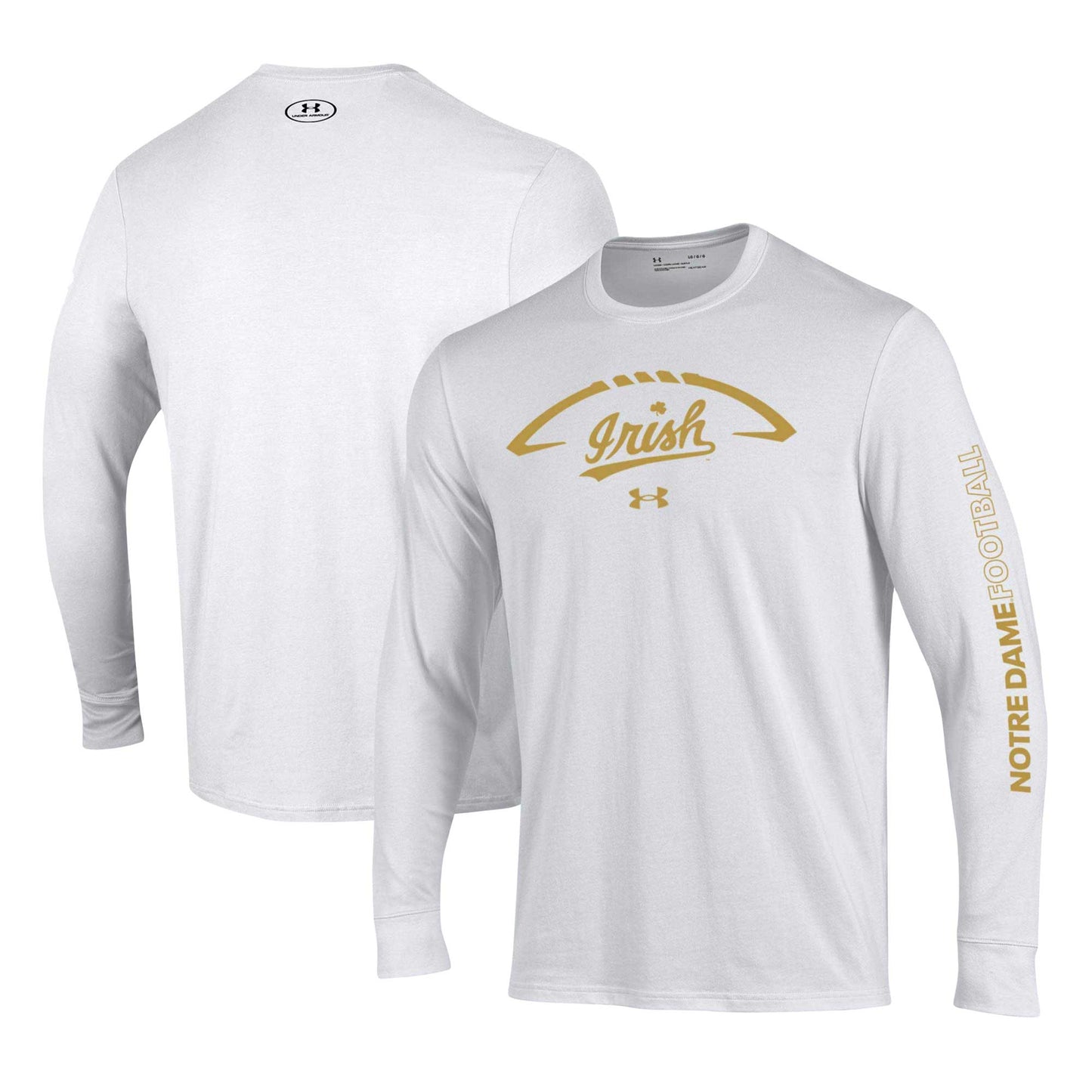 Men's Under Armour White Notre Dame Fighting Irish Football Icon Performance Long Sleeve T-Shirt