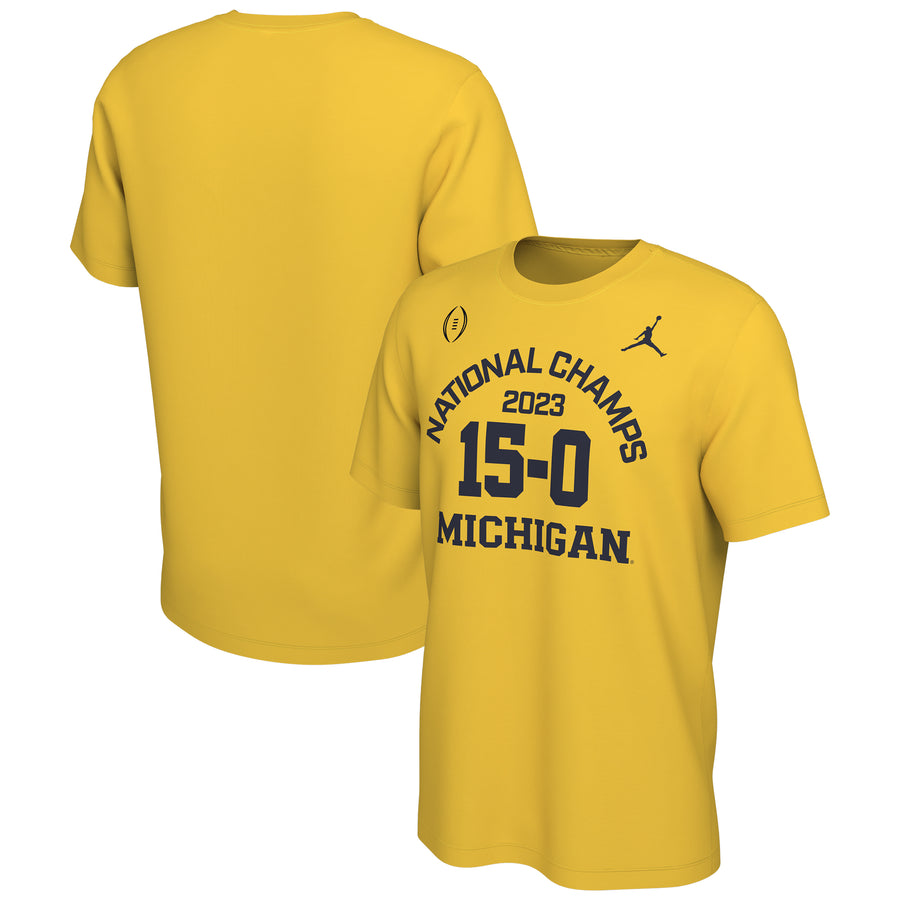 Men's Jordan Brand  Maize Michigan Wolverines College Football Playoff 2023 National Champions 15-0 T-Shirt