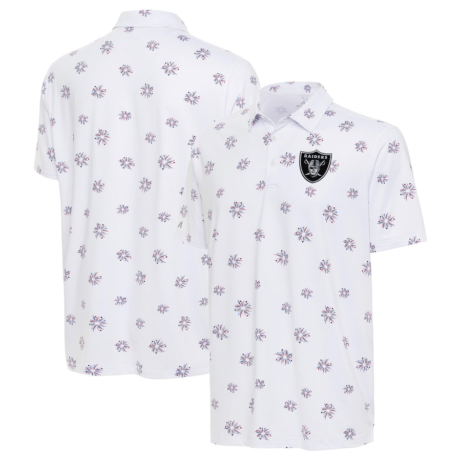 Men's Antigua White Las Vegas Raiders Fireworks Polo
