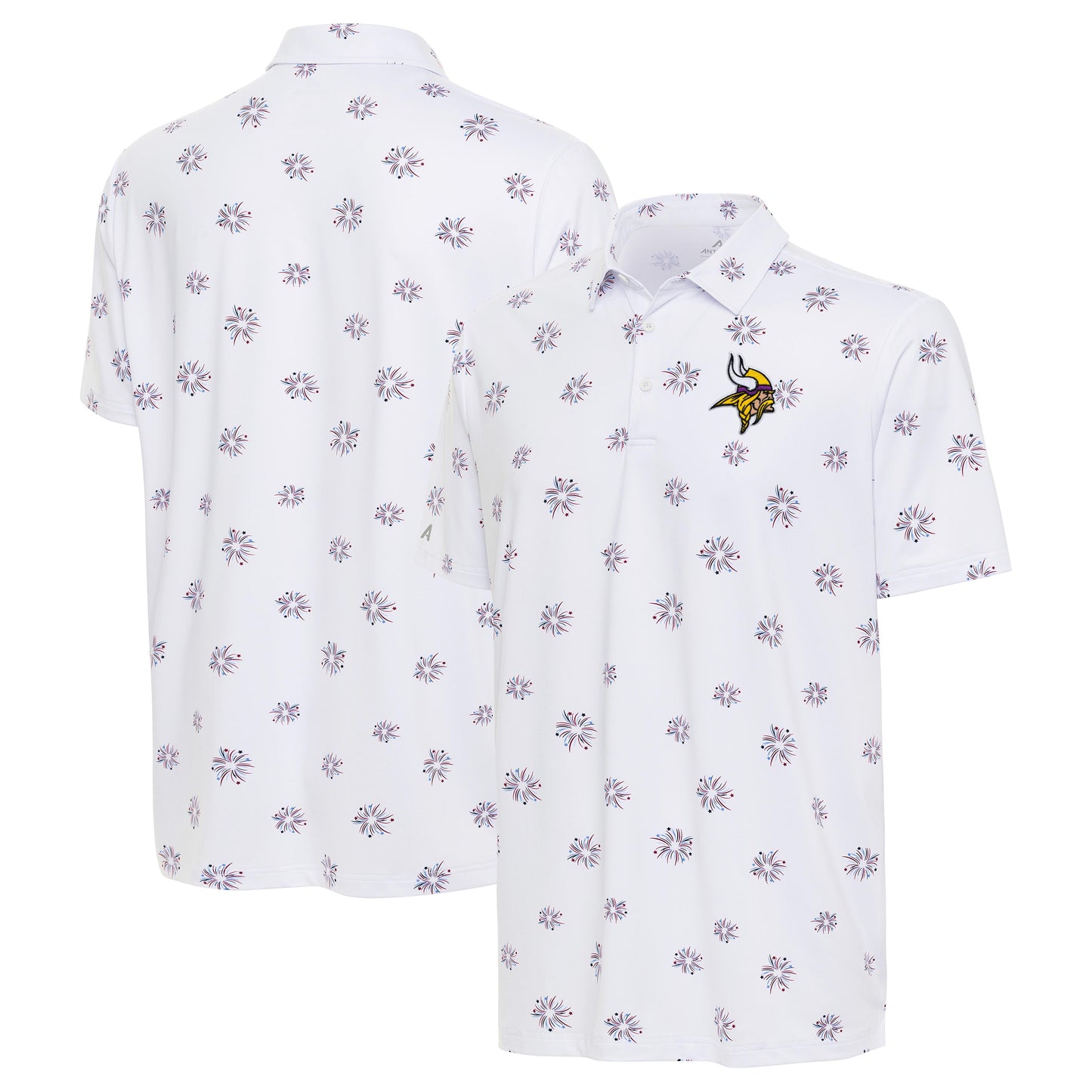 Men's Antigua White Minnesota Vikings Fireworks Polo