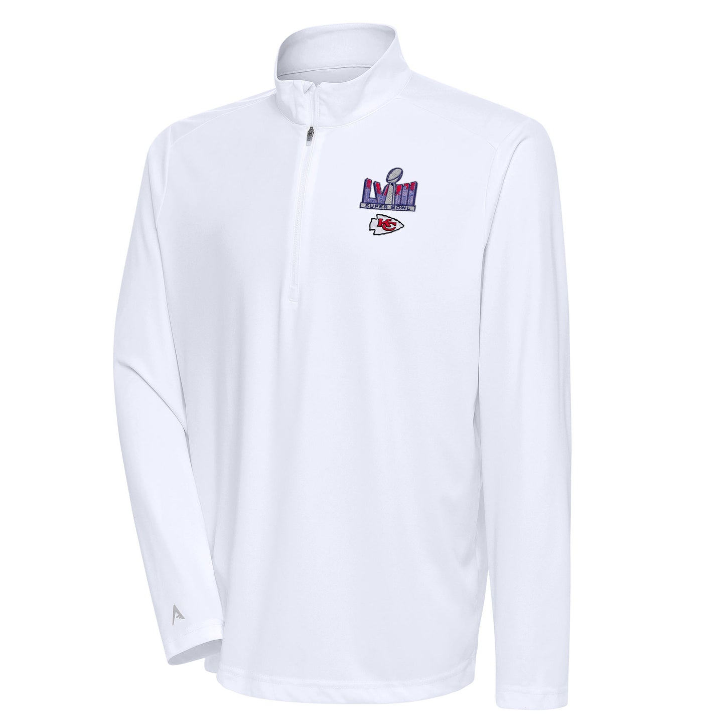 Men's Antigua White Kansas City Chiefs Super Bowl LVIII Tribute Quarter-Zip Sweatshirt