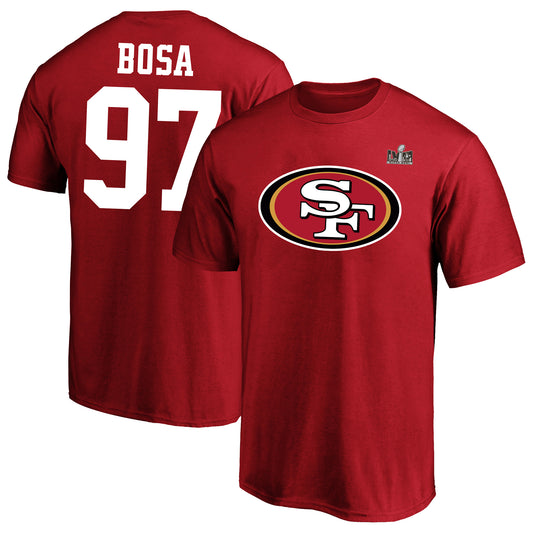 Men's Fanatics Nick Bosa Scarlet San Francisco 49ers Super Bowl LVIII Big & Tall Player Name & Number T-Shirt