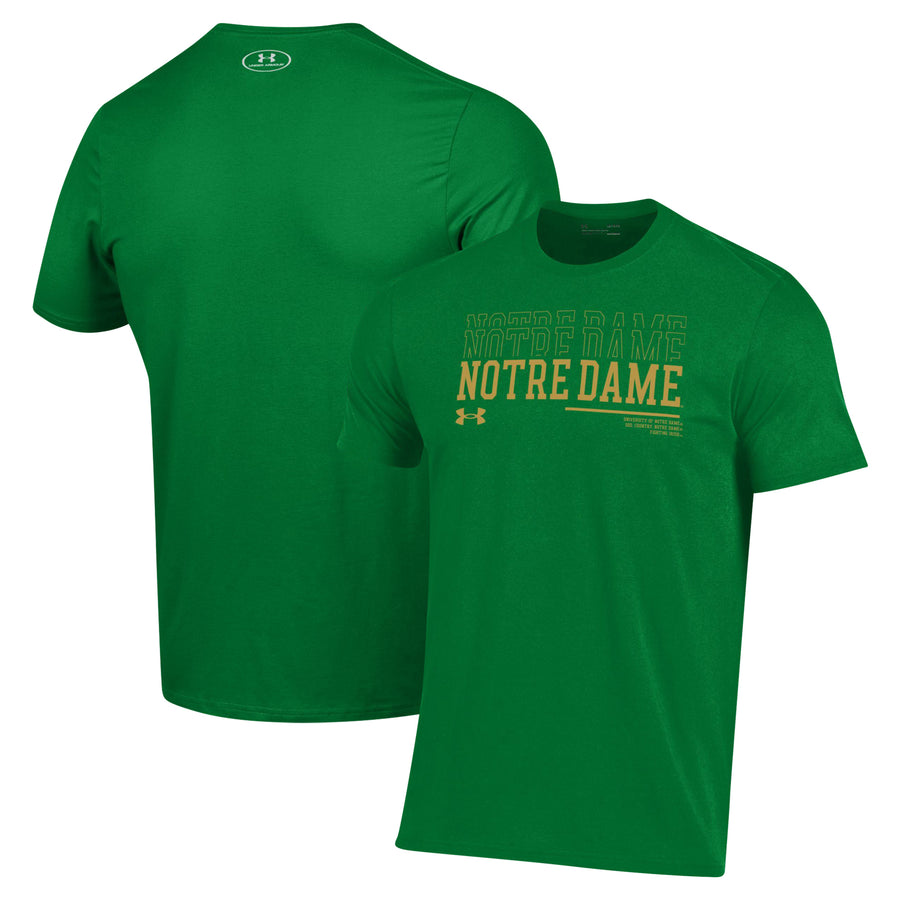 Men's Under Armour Green Notre Dame Fighting Irish 2024 Sideline Wordmark Performance T-Shirt