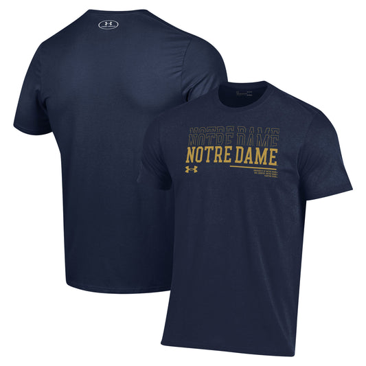 Men's Under Armour Navy Notre Dame Fighting Irish 2024 Sideline Wordmark Performance T-Shirt