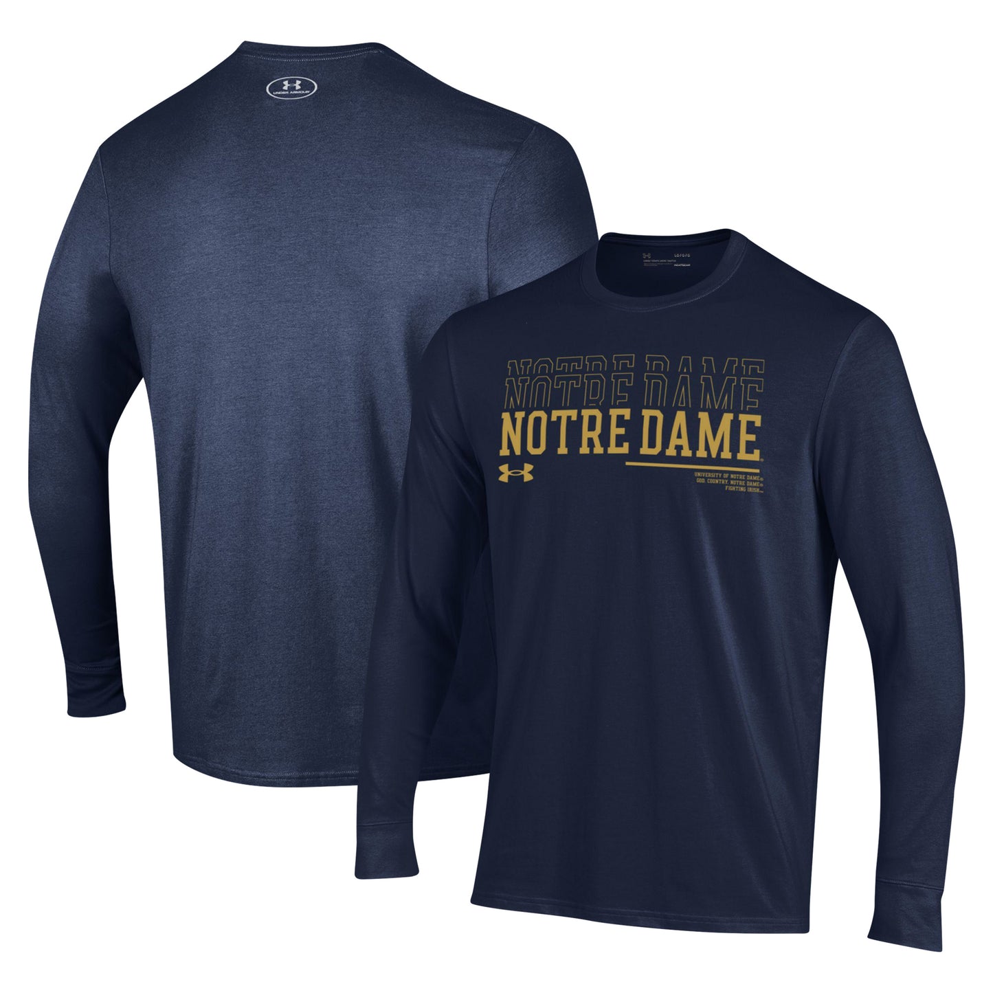 Men's Under Armour Navy Notre Dame Fighting Irish Sideline Long Sleeve T-Shirt