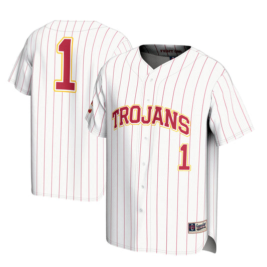 Men's GameDay Greats #1 White USC Trojans Lightweight Baseball Jersey