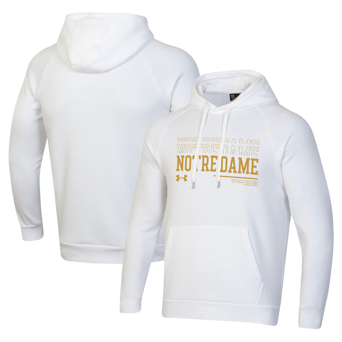 Men's Under Armour White Notre Dame Fighting Irish 2024 Sideline Wordmark Rival Pullover Hoodie