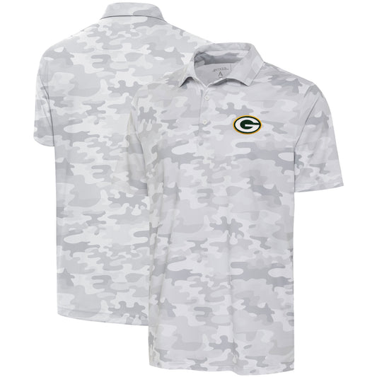 Men's Antigua White Green Bay Packers Collide Polo