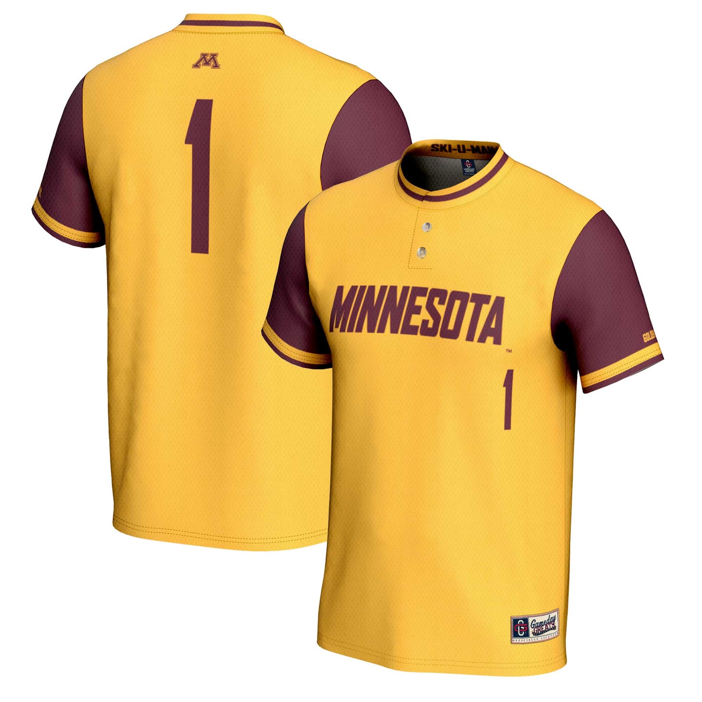 Unisex GameDay Greats #1 Gold Minnesota Golden Gophers Lightweight Softball Jersey