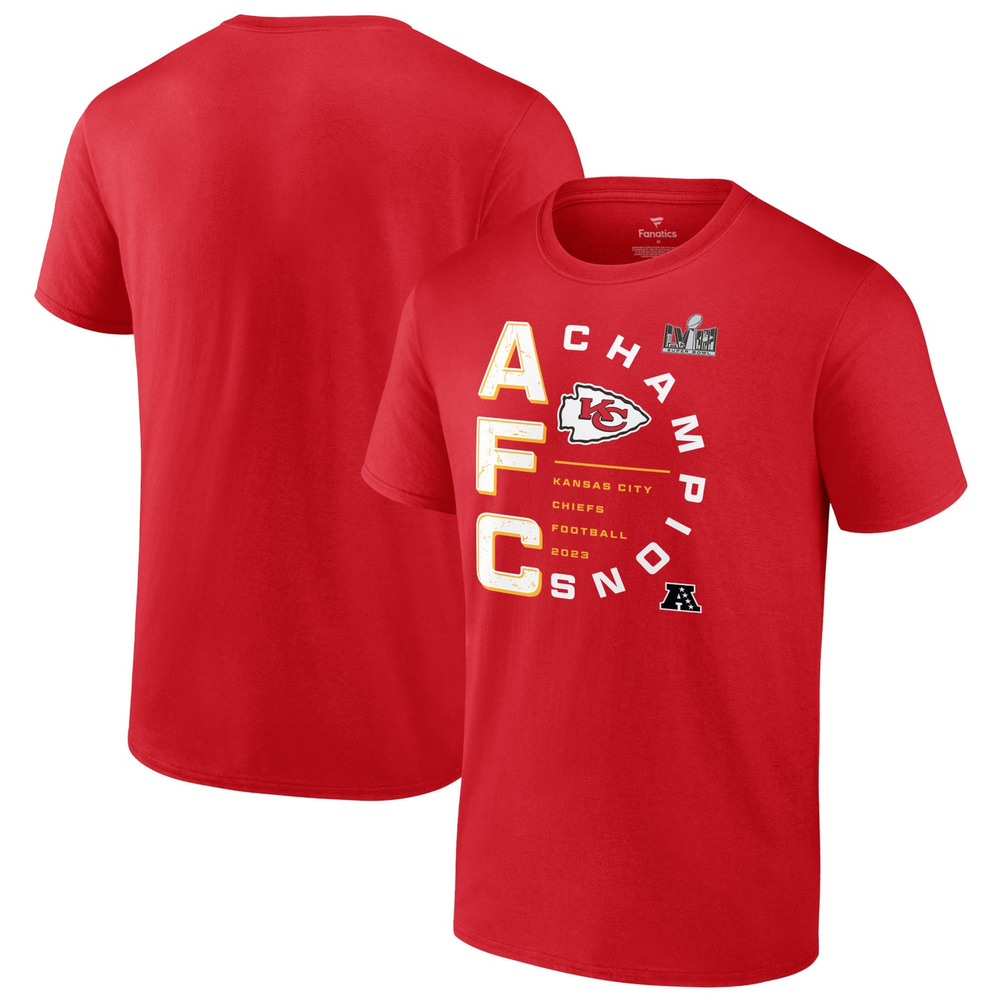 Men's Fanatics Red Kansas City Chiefs 2023 AFC Champions Right Side Big & Tall T-Shirt