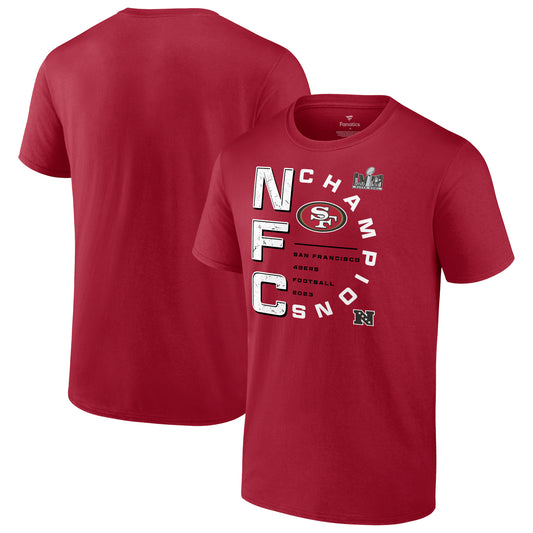 Men's Fanatics Scarlet San Francisco 49ers 2023 NFC Champions Right Side Big & Tall T-Shirt