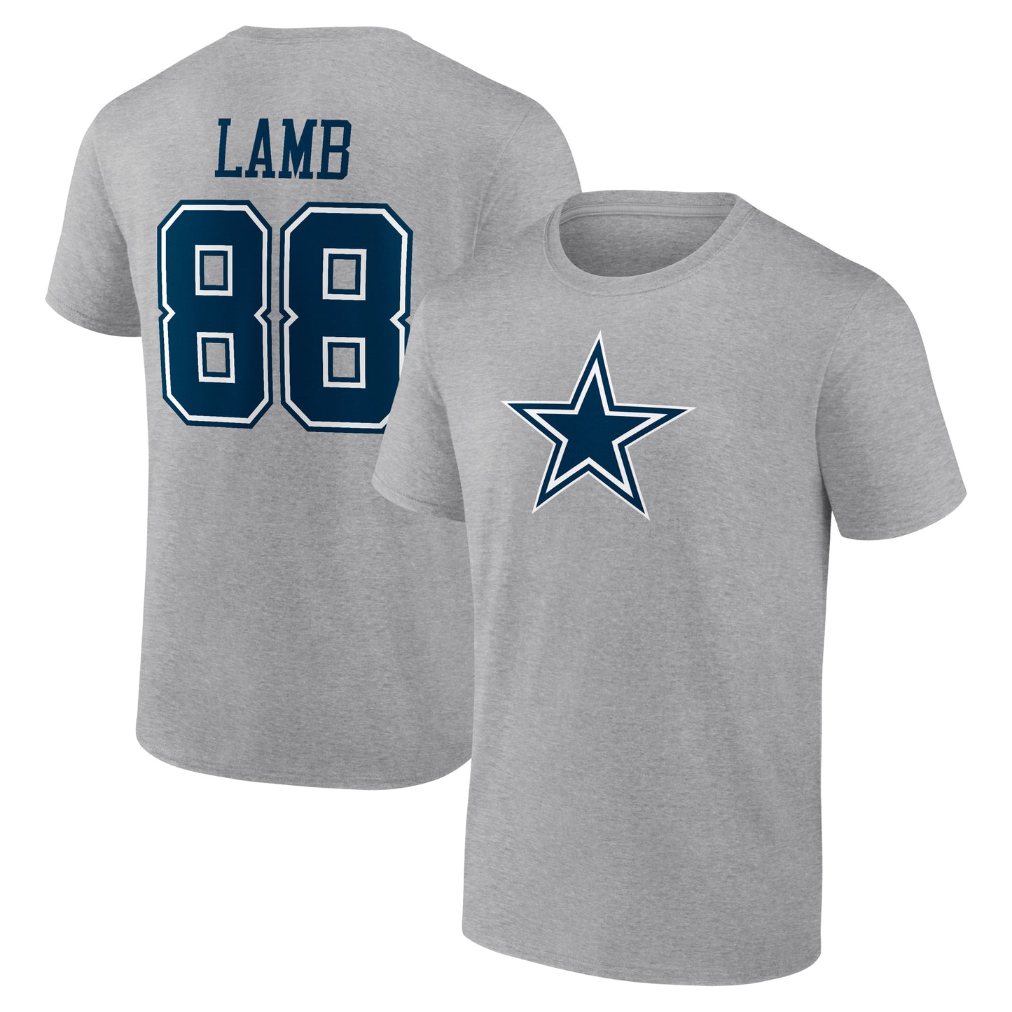 Men's CeeDee Lamb Gray Dallas Cowboys Icon Player Name & Number T-Shirt