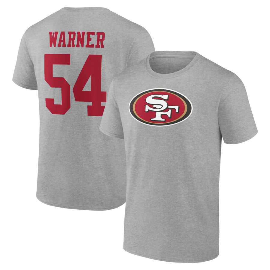 Men's Fred Warner Gray San Francisco 49ers Icon Player Name & Number T-Shirt