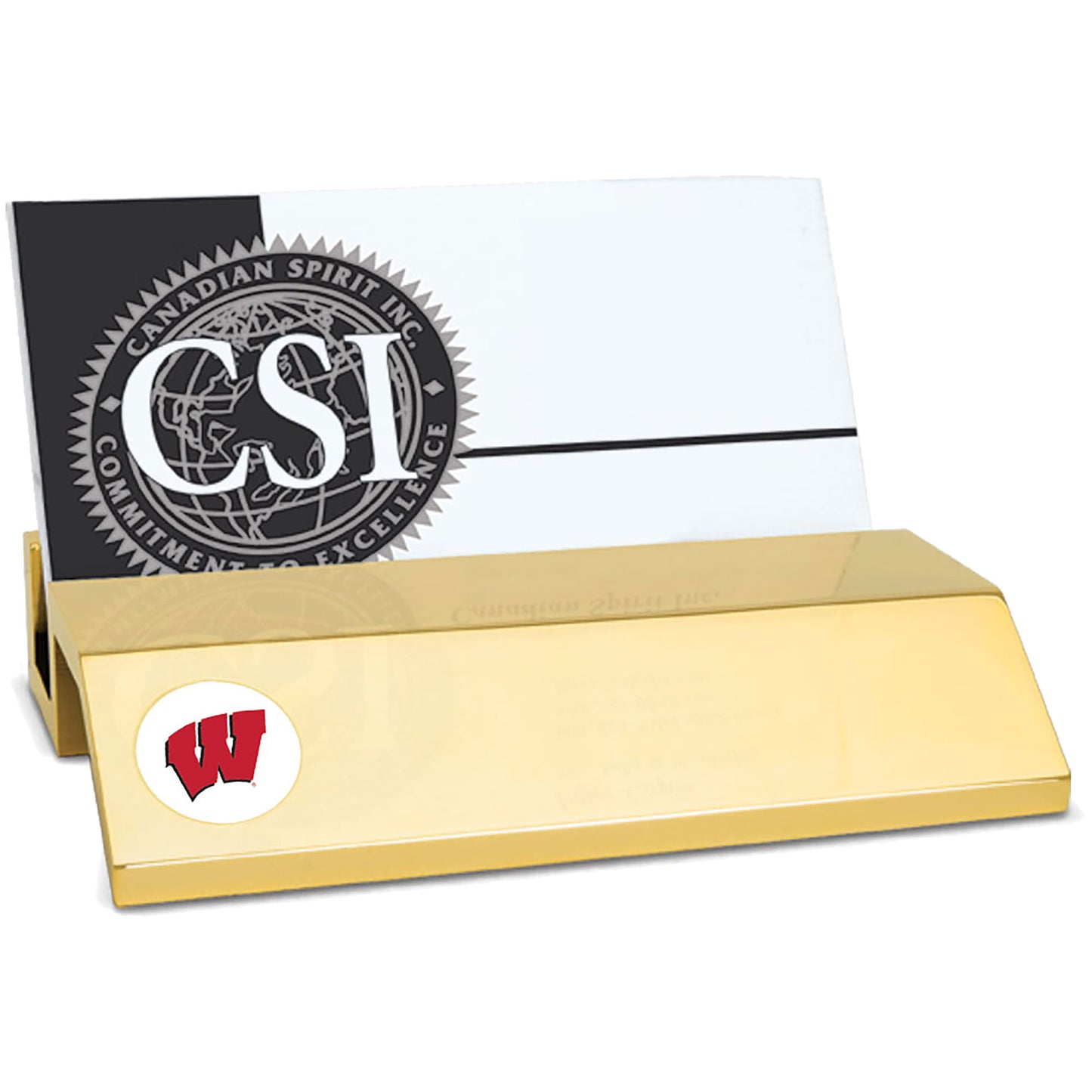 Gold Wisconsin Badgers Business Card Holder