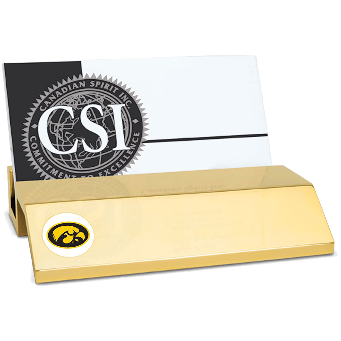 Gold Iowa Hawkeyes Business Card Holder