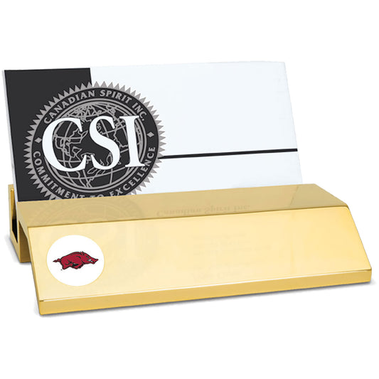 Gold Arkansas Razorbacks Business Card Holder
